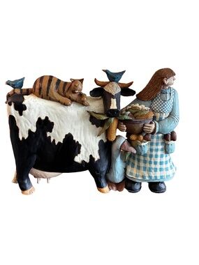 Williraye Studio Cow Come Home Goose Cat Bird Folk Art Country Farm Girl WW1509